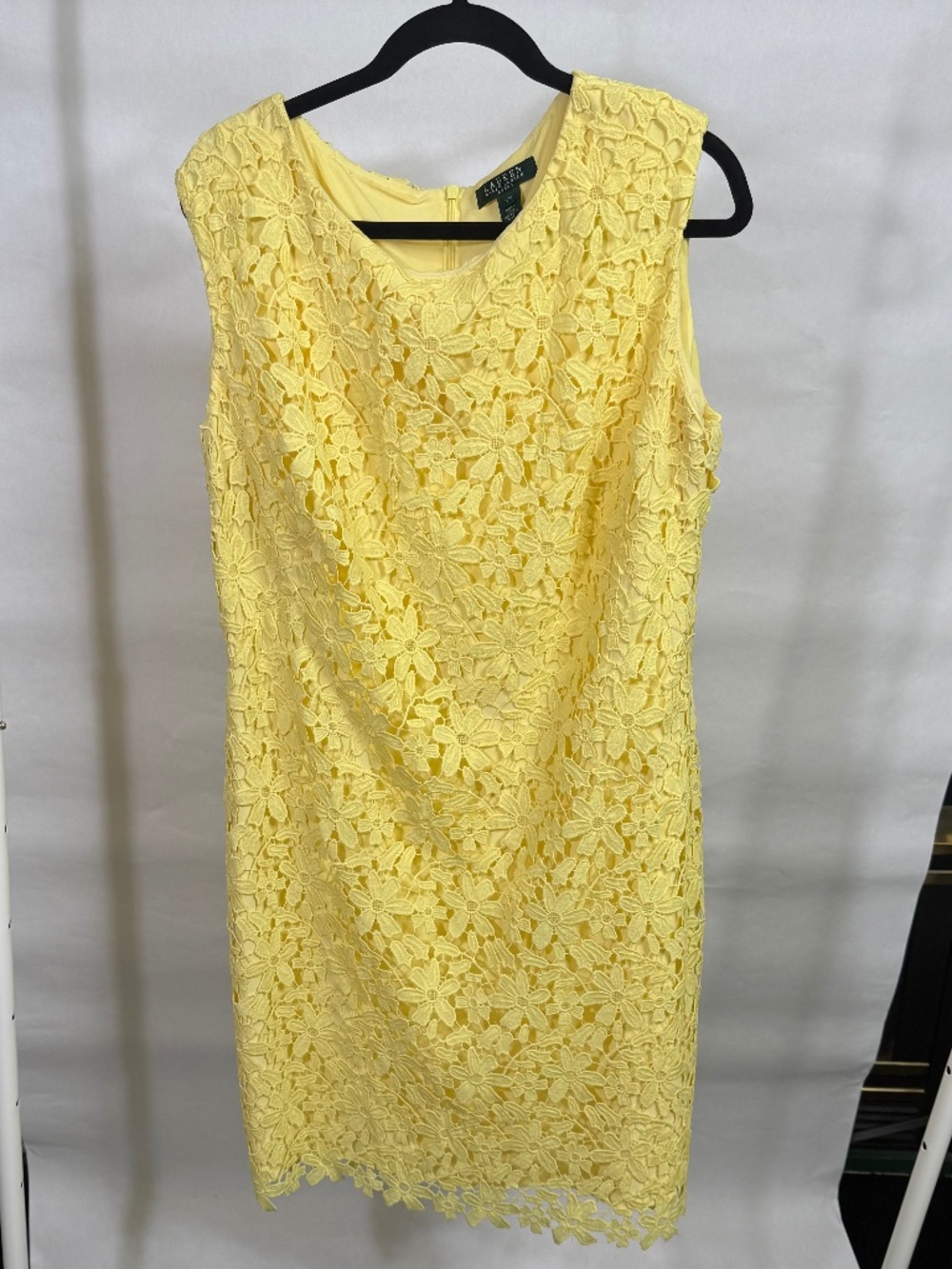 Lauren Ralph Lauren Column Cocktail Dress - embroidered overlay - Size 18W